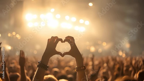 Audience expressing love at a vibrant concert while enjoying the electrifying atmosphere and captivating performance during the evening