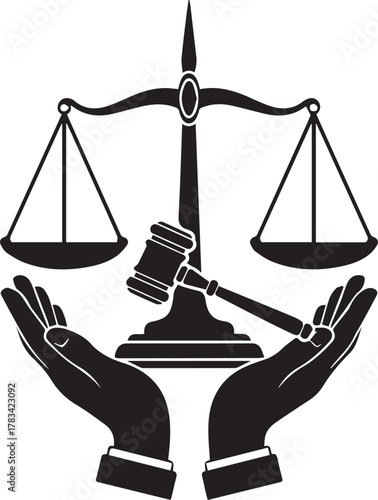 Symbolic representation of justice and human rights protection with scales and gavel