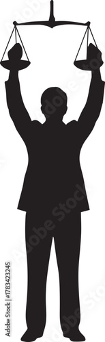 Silhouette of a person holding up scales of justice symbolizing human rights and equality