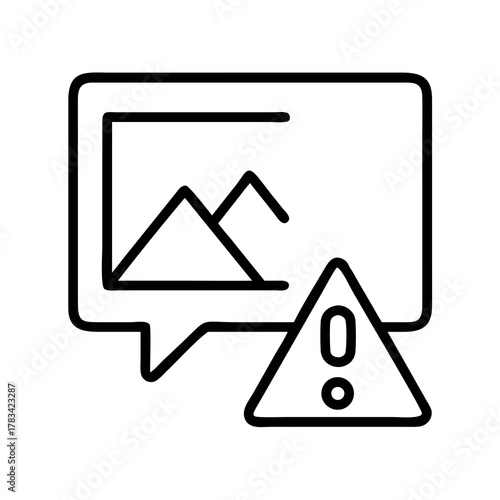 Image content warning and error notification icon for digital platforms