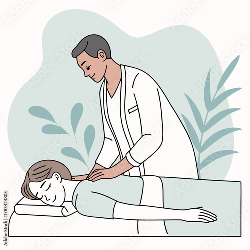 마스크 장갑 쓴 미소 짓는 의사 수술등 아래 주사기 들고 시술 준비 - 유쾌한 의료 전문가 EPS10 벡터 일러스트