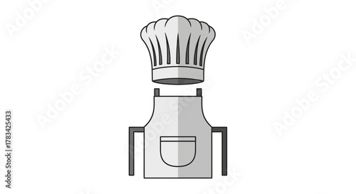 Chefs Hat and Apron Culinary Profession Icon.