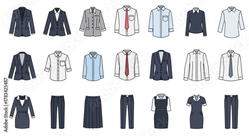 Collection of Business Attire Professional Clothing for Men and Women.