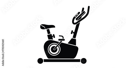 Stationary exercise bike icon isolated on a clean white background, representing indoor fitness, cardio workouts, and gym equipment for health and wellness.