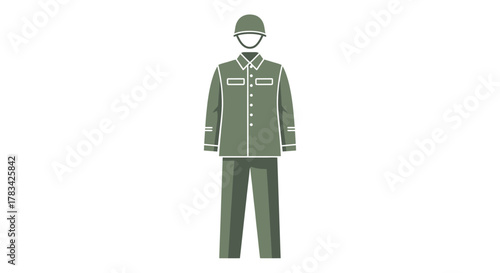 Illustration of a Military Uniform with Helmet.
