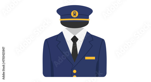 Illustration of a Train Conductor Uniform with Hat.
