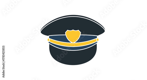 Illustration of a Police Officers Hat with Badge.