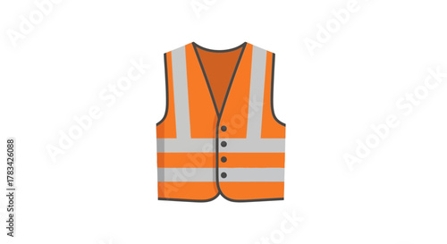 Orange Safety Vest with Reflective Stripes Illustration.