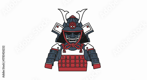 Samurai Armor Illustration Traditional Japanese Warrior Outfit.