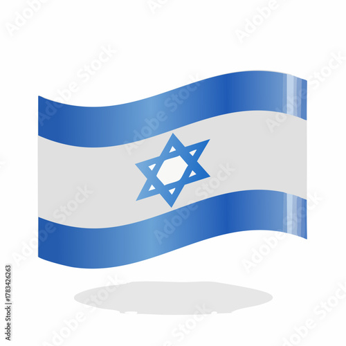 Stylized israeli flag illustration national symbol with waving effect