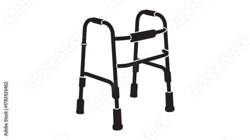 Walker vector icon illustration mobility assistance device for elderly or disabled isolated on white background