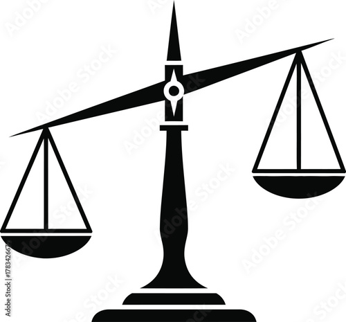 WebUnbalanced Justice Scale Silhouette – Symbolic Black Icon Representing Law, Ethics, Fairness, and Decision-Making