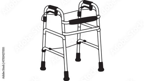 Walker illustration simple line drawing of mobility aid equipment isolated on white background