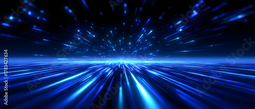 Abstract tech blue glowing speed background 3D rendering illustration