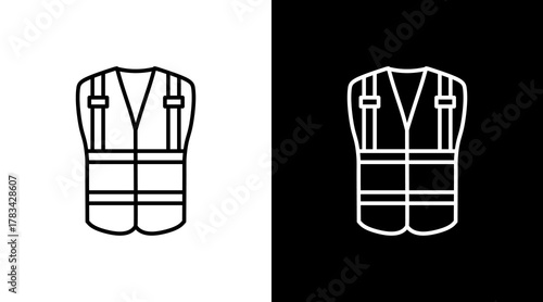 Safety Vest  White Icon Set Design