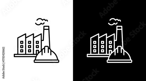 Factory Worker  White Icon Set Design