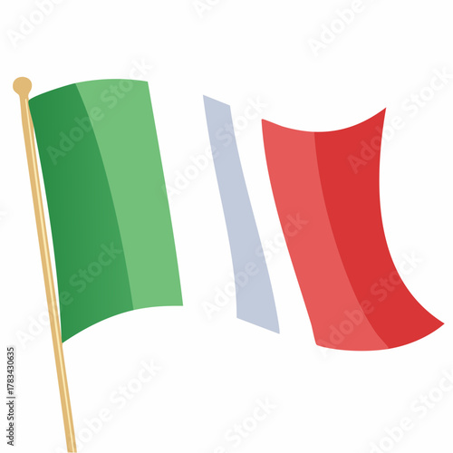 Stylized italian and french flags illustration on white background