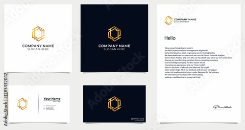 The golden hexagon logo, a business logo that symbolizes strong cooperation, with a blend of classic and modern styles, is very suitable for your new business logo.