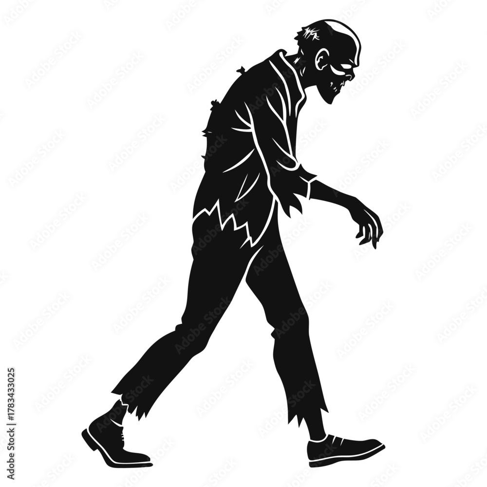 Fototapeta premium Zombie-walking-silhouette