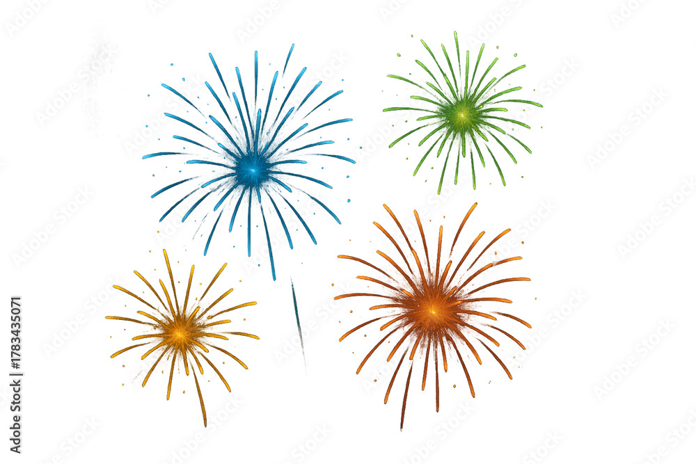 Fototapeta premium Colorful Fireworks Burst Celebration – New Year and Festival Background