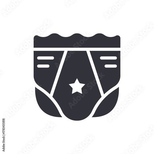 Baby Diaper Flat Icon With Star Cute Protection