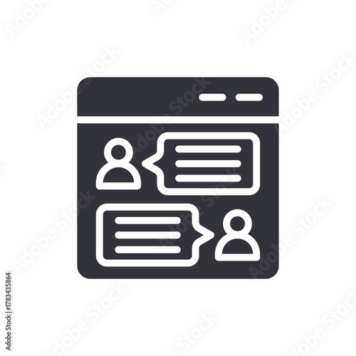 Online Dialogue Solid Icon People Communication Platform