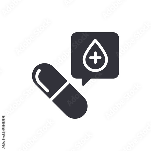 Capsule With Blood Drop Sign For Medical Treatment Concept
