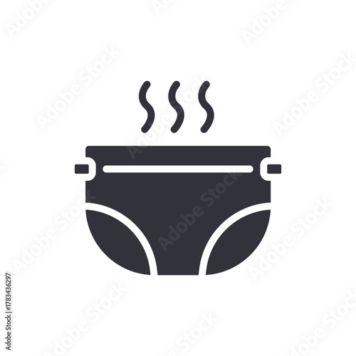 Hot Pot With Steam Culinary Icon Kitchen Concept Design