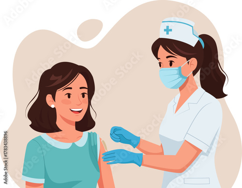 Nurse Administering a Vaccine Injection to a Woman