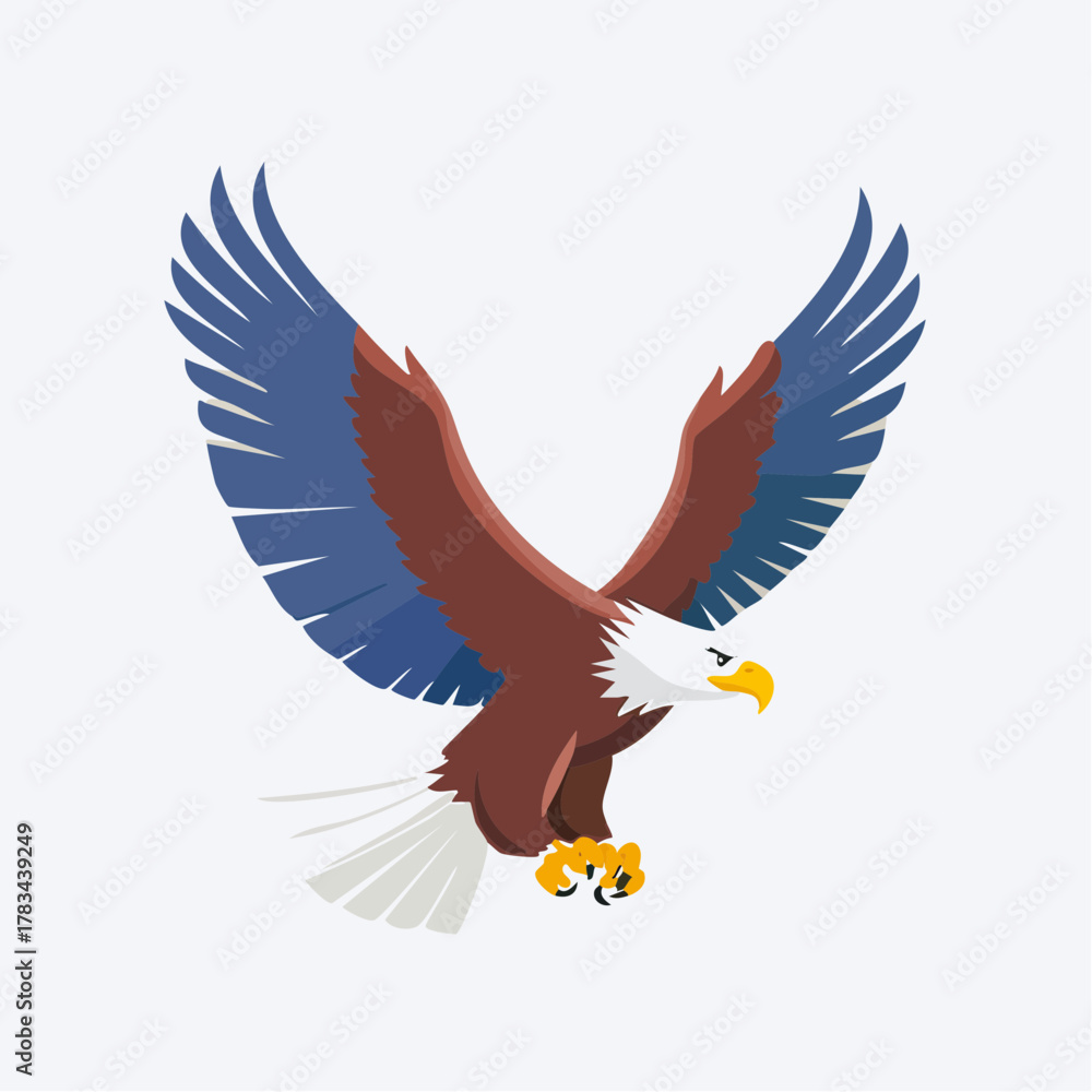 Obraz premium Soaring eagle vector illustration against white background for design elements