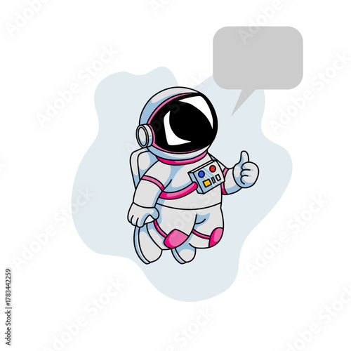 Cartoon Astronaut Character Giving Thumbs Up