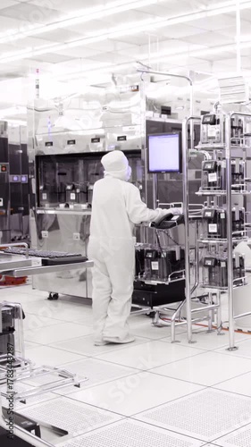 Vertical footage of workers in a Semiconductor manufacturing facility