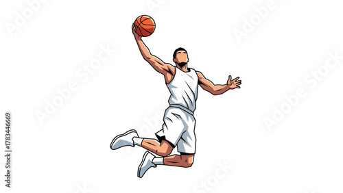 A basketball player dunks the ball