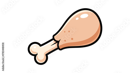 A cartoon drawing of a chicken leg with a bone