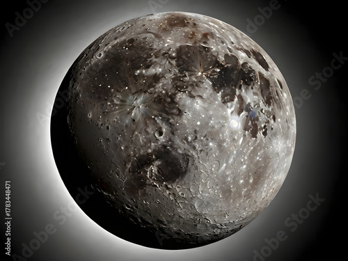 Detailed Moon Surface in Dark Space with High Contrast