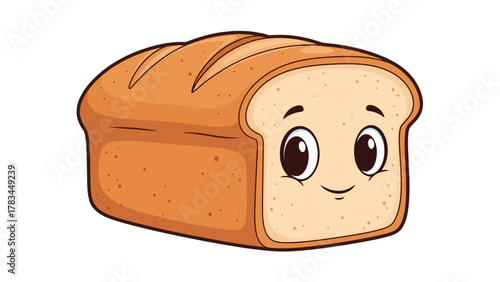 A cartoon slice of bread with a smiling face