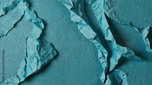 Crumpled Blue Paper Texture Background with Soft Light