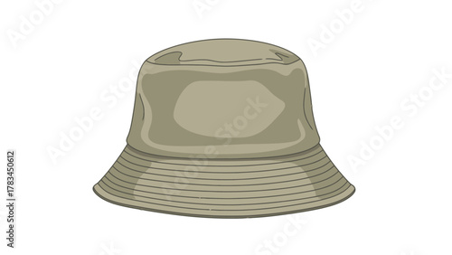 A digitally illustrated beige bucket hat on a white background