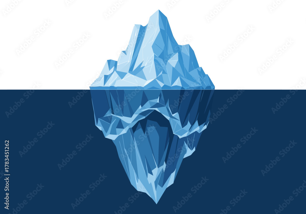Obraz premium Polygonal Iceberg Floating in Dark Blue Water