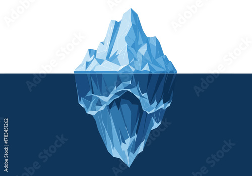 Polygonal Iceberg Floating in Dark Blue Water