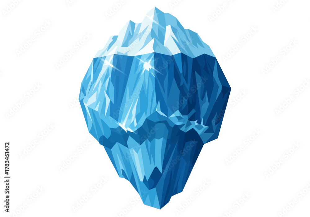 Fototapeta premium Cartoon Iceberg with Sharp Edges and Blue Tones