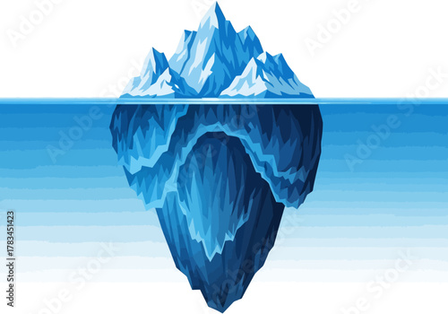 Illustrated Iceberg with Submerged and Visible Sections