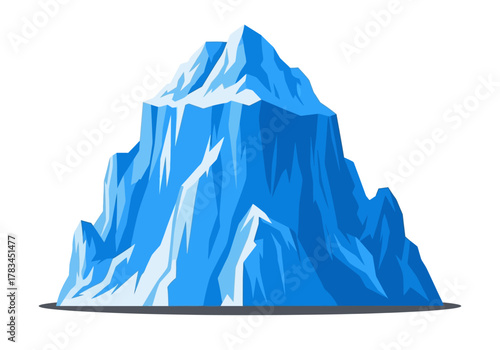 Cartoon Iceberg with Jagged Edges and Snowy Peaks