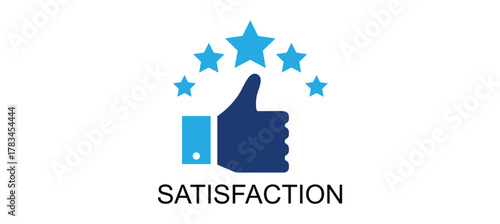 Five stars customer product review feedback icon, 5 star rating service satisfaction good quality isolated vector flat icon