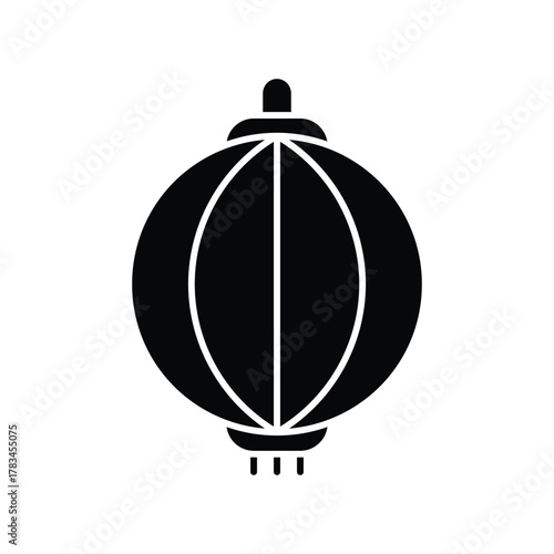 Chinese Lantern Icon Minimal Black Silhouette for New Year Festival