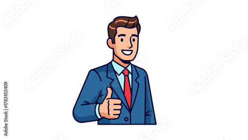 Businessman in a suit gives a thumbsup