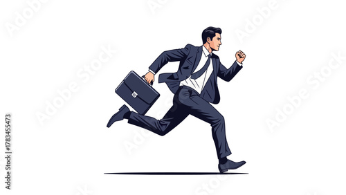Businessman running with a briefcase