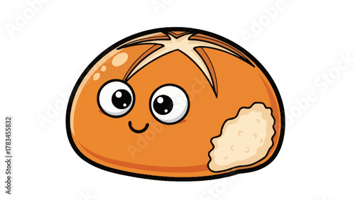 Cartoon bread with a face and a bite taken out