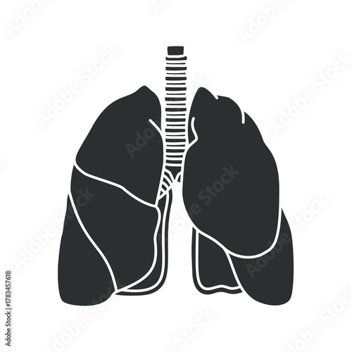 Lungs logo flat design, lungs icon, simple hand drawn organ vector illustration, flat design element. Illustration design for, logo, symbol, icon, and emblem.