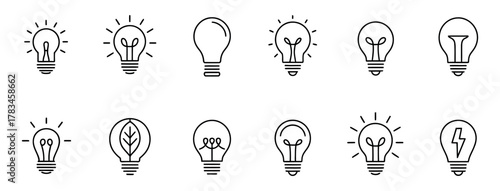 Light Bulb Icons. Minimalist Vector Illustration for Innovation and Smart Technology